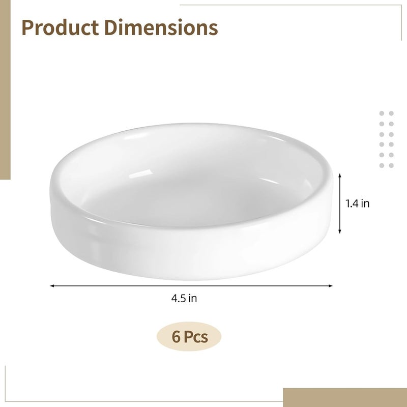 6-Piece Ceramic Individual Pie Plates, 4.5 X 1.4 in Shallow Ramekins, Round Mini Dish Set for Baking, Ideal for Single Servings - Image 3