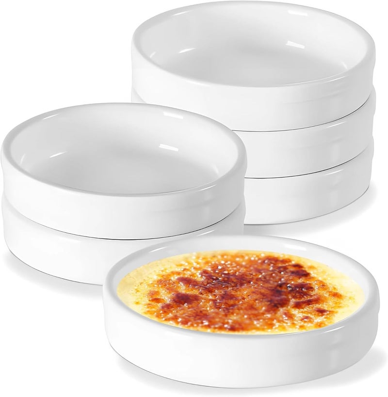 6-Piece Ceramic Individual Pie Plates, 4.5 X 1.4 in Shallow Ramekins, Round Mini Dish Set for Baking, Ideal for Single Servings - Image 1