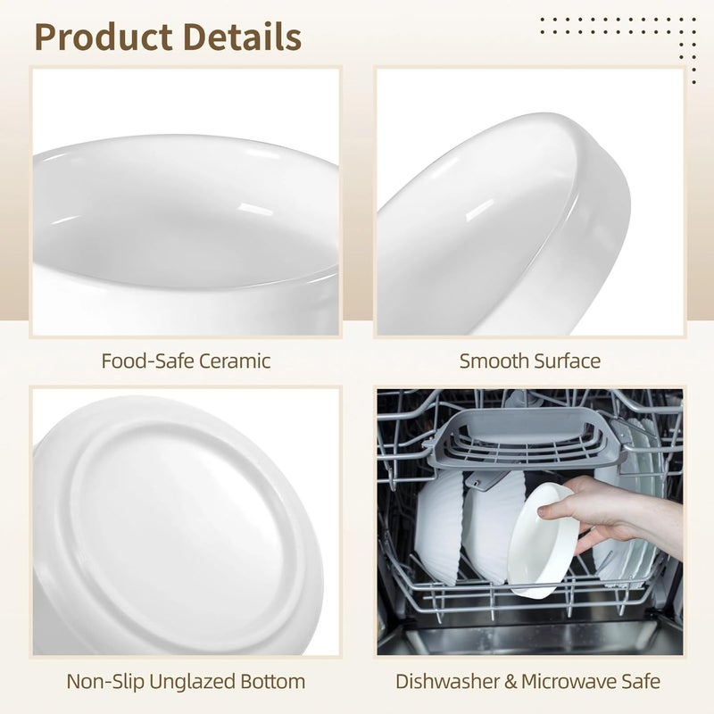 6-Piece Ceramic Individual Pie Plates, 4.5 X 1.4 in Shallow Ramekins, Round Mini Dish Set for Baking, Ideal for Single Servings - Image 2