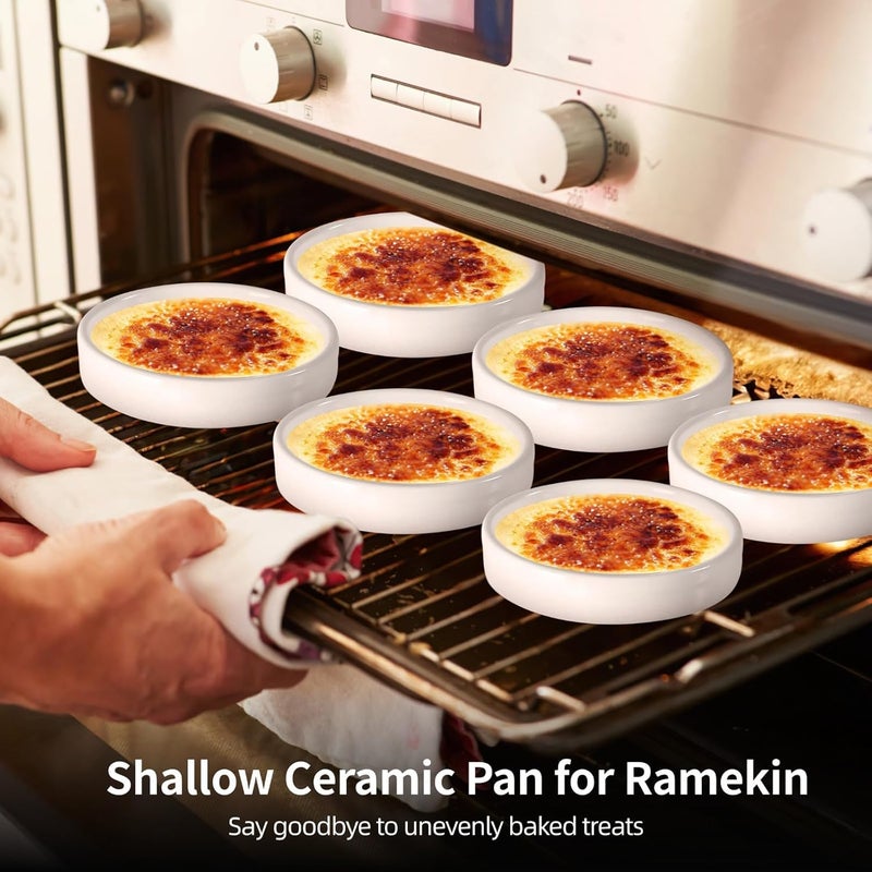 6-Piece Ceramic Individual Pie Plates, 4.5 X 1.4 in Shallow Ramekins, Round Mini Dish Set for Baking, Ideal for Single Servings - Image 5