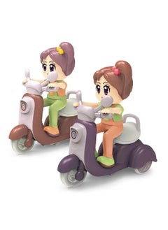 Toyland 12 Pcs Cartoon 360 Rotation Mini Plastic Friction Force Push & Go Mini Toy Motorcycle Friction Toy for Girls and Boys  - Image 2
