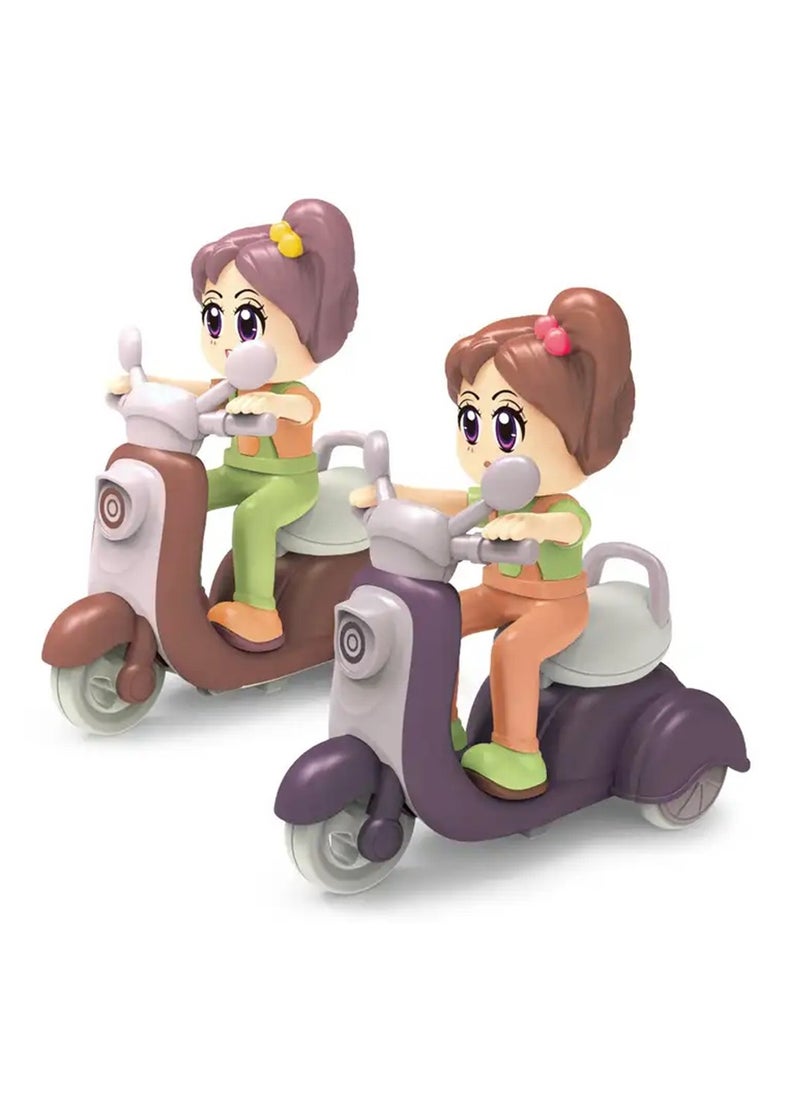 Toyland - 12 Pcs Cartoon 360 Rotation Mini Plastic Friction Force Push & Go Mini Toy Motorcycle Friction Toy for Girls and Boys - Image 1