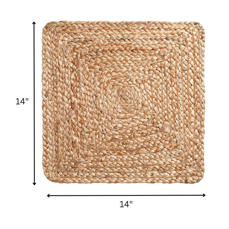 DineNest Set of 4 Handcrafted Jute Braided Placemats 14x14 Square 100% Jute - Handwoven Farmhouse Rustic Vintage, Durable Non-Slip Heat Resistant for Dining, Kitchen, Coffee Table DÃ©cor Table Mats - Image 3