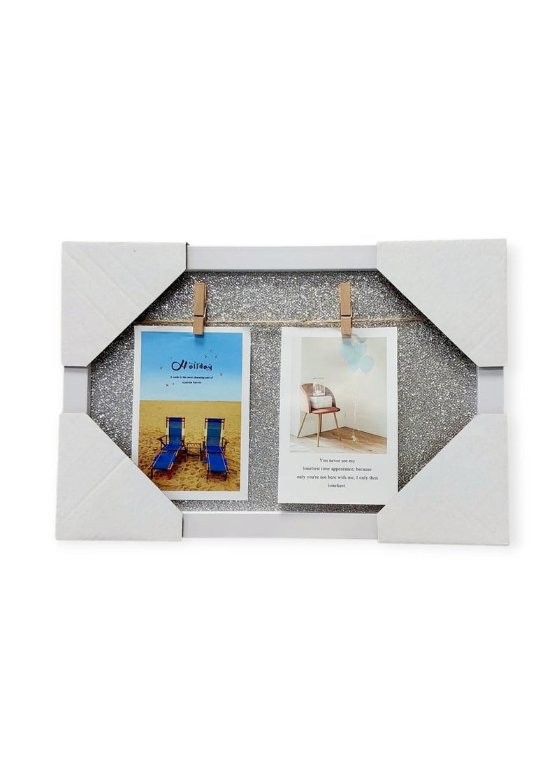 AKDC AKDC Photo Display Wall Hanging Photo Frame  for Wall Décor with 2 Wooden Clips Wall Mount frame with Clothespin for Hanging Photos 20X30cm  - Image 1