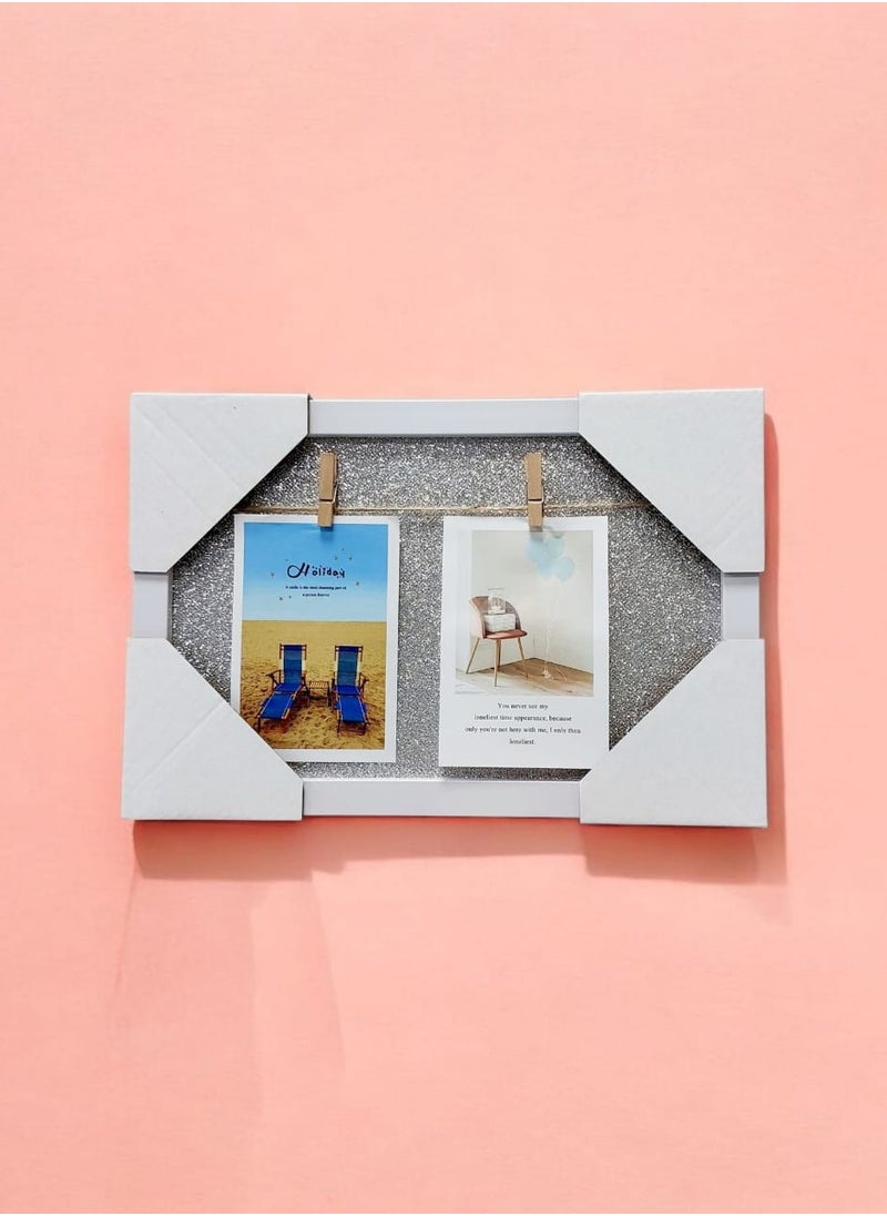 AKDC AKDC Photo Display Wall Hanging Photo Frame  for Wall Décor with 2 Wooden Clips Wall Mount frame with Clothespin for Hanging Photos 20X30cm  - Image 3