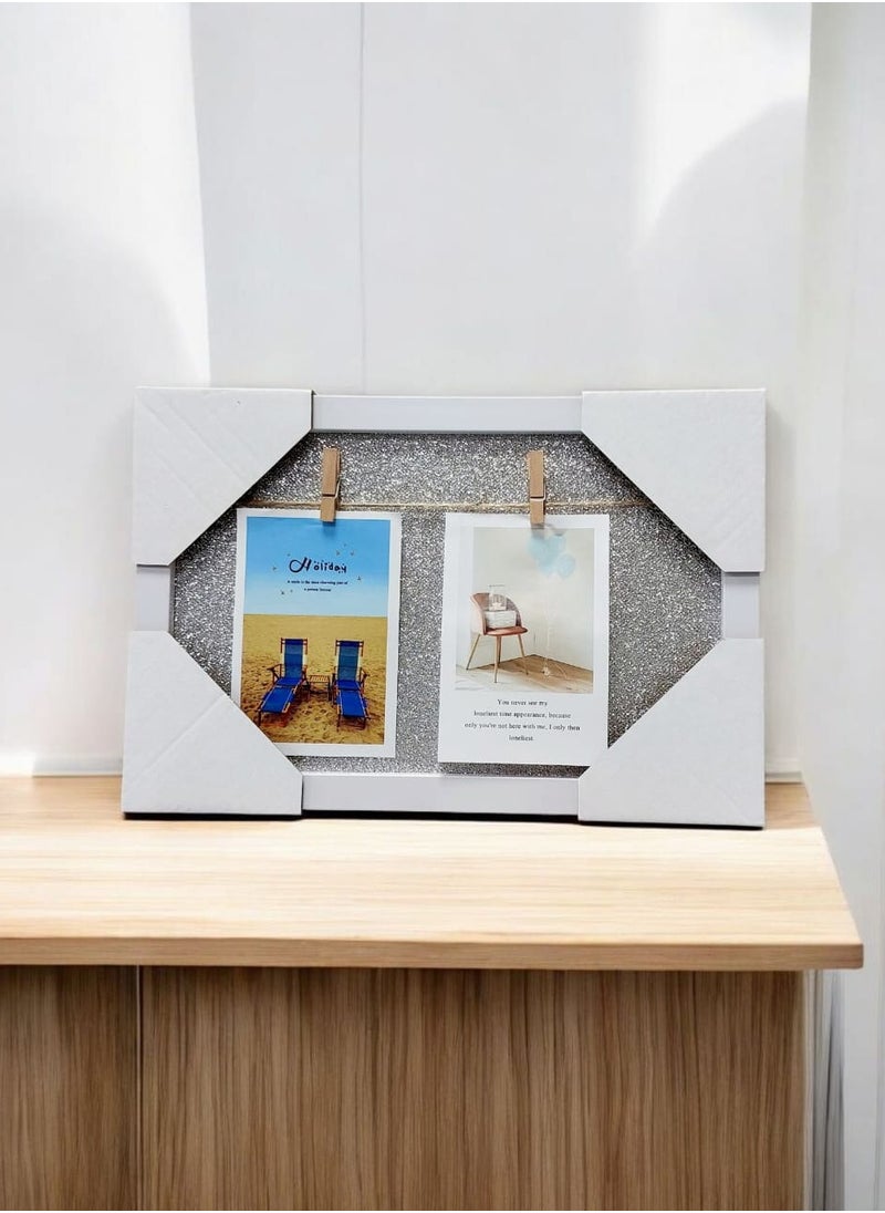 AKDC AKDC Photo Display Wall Hanging Photo Frame  for Wall Décor with 2 Wooden Clips Wall Mount frame with Clothespin for Hanging Photos 20X30cm  - Image 2