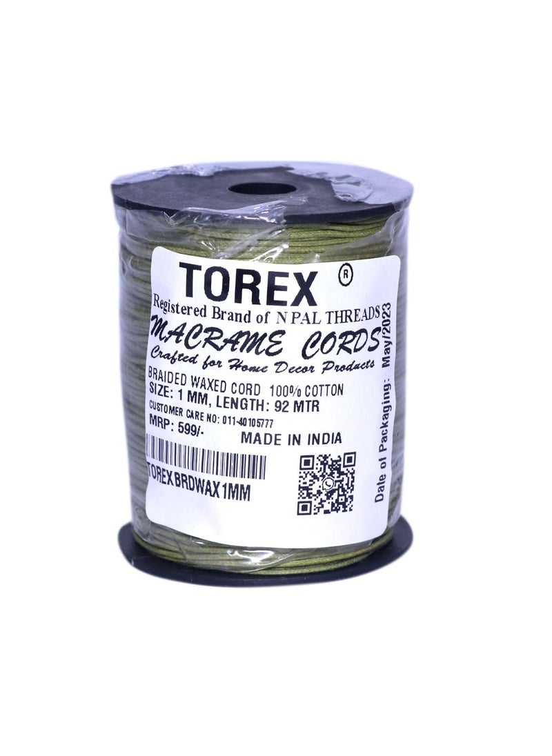 Torex TOREX� 92 Mt, 1mm Thick, Roll Braided Wax Cotton Cord for DIY Jewellery Making, Beading, Art and Craft Work and Handicrafts, (Pack of 1 pcs Mehendi)  - Image 2