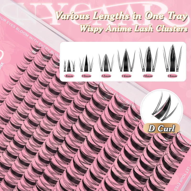 NYCAAR Fairy Lash Clusters Kit Spiky Manga Lash Clusters D Curl 144Pcs 8-18mm Lash Extension Kit Wispy Invisible Band Lashes Kit with Bond and Seal,Remover,Applicators DIY at Home(Fairy) - Image 5