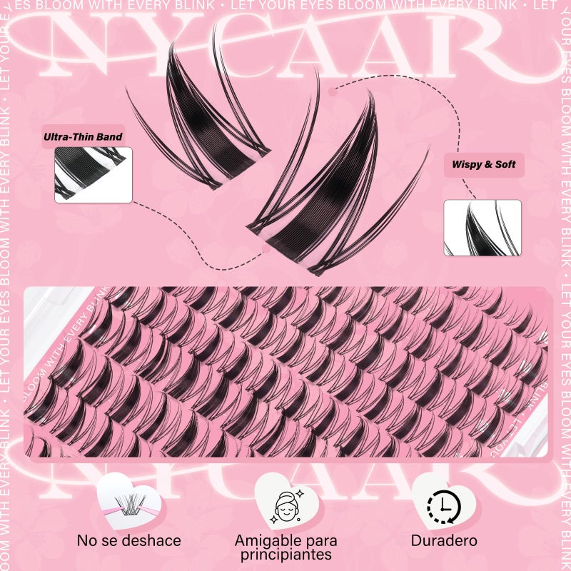 NYCAAR Fairy Lash Clusters Kit Spiky Manga Lash Clusters D Curl 144Pcs 8-18mm Lash Extension Kit Wispy Invisible Band Lashes Kit with Bond and Seal,Remover,Applicators DIY at Home(Fairy) - Image 4