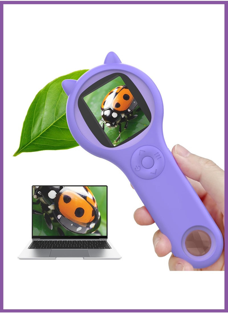 Generic Microscope for Kids - Mini Pocket Handheld Microscope for Toddlers-Educational Science Kit Toys for Birthday Gifts,Toy for Age 3 4 5 6 7 8 Girls Boys （Purple）  - Image 1
