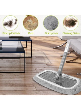 Four reusable mop pads, flat floor mop cloth, washable and durable replacement mop cloth, compatible with wet and dry mop head replacement pads, suitable for household cleaning (mop not included). - view 3