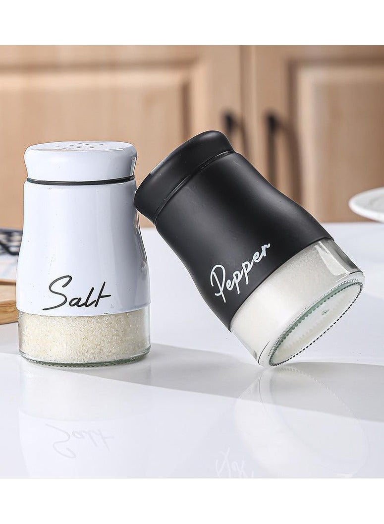 Salt and Pepper Shakers Set, 120ml White and Black Condiment Dispensers with Transparent Bottom for Easy Monitoring - Image 4