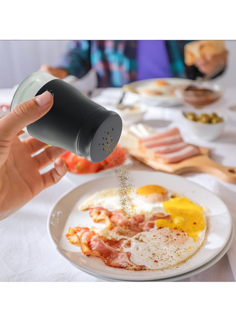 Salt and Pepper Shakers Set, 120ml White and Black Condiment Dispensers with Transparent Bottom for Easy Monitoring - Image 5