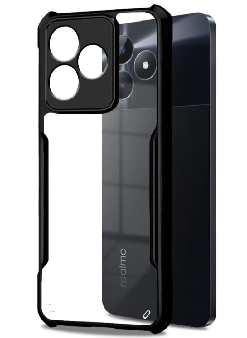 Realme C63 4G حالة الهاتف المحمول ، رقيقة جدا وخفيفة الوزن لينة الوفير تبو ، الاكريليك الغطاء الخلفي شفافة ، أسود - Image 1