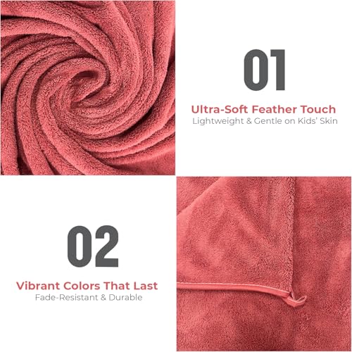 MAXOSHINE Microfiber Kids Bath Towels-Quick Drying Towels for Unisex Kids-Teddy Bear Print Baby Towel for Boys and Girls-70 x 140 Cms (Pack of 1,Red) - Image 5