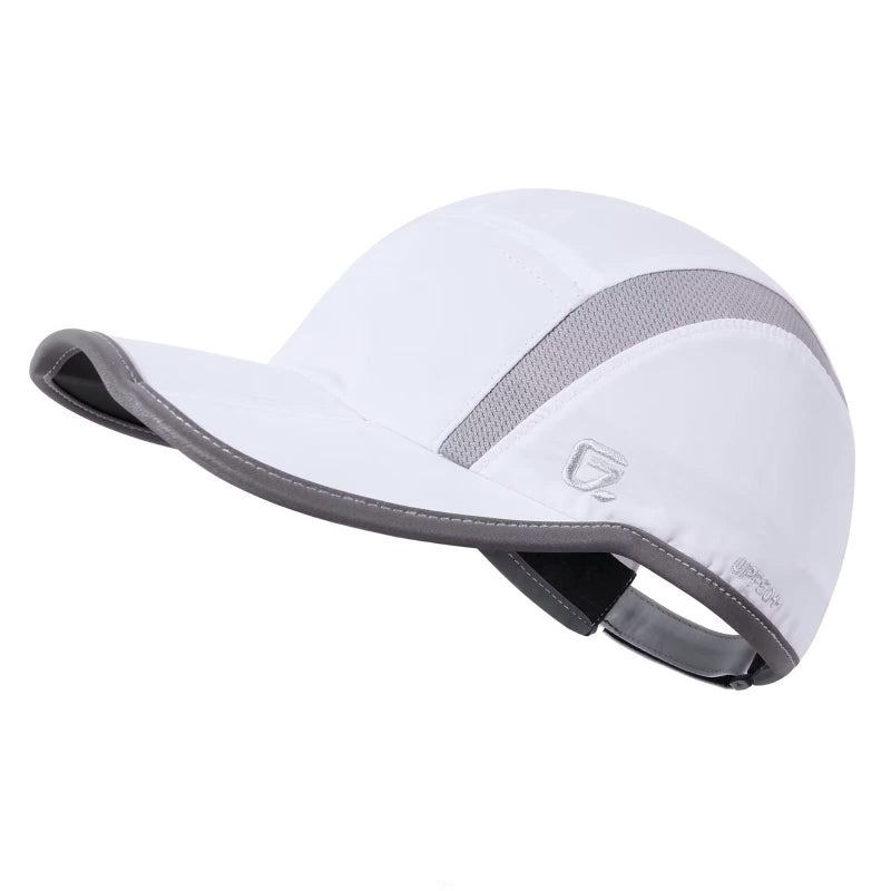 GADIEMKENSD Baseball Cap Nylon Running Outdoor Sports Hat for Men Woman Adjustable Quick Drying Reflective Foldable 50+ UPF Inhibit UV Mesh Water Repellency Race Performance Lightweight White - Image 1