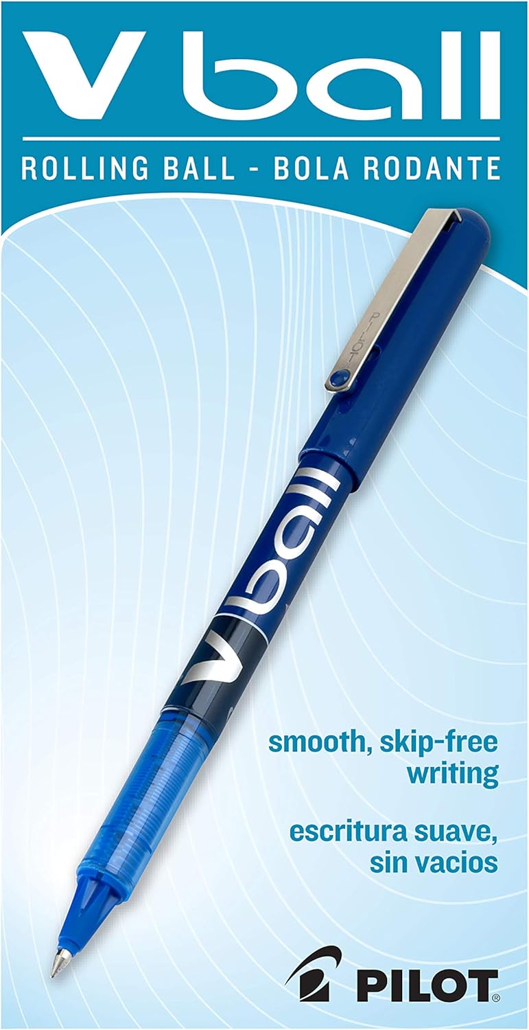 PILOT VBall Liquid Ink Rolling Ball Stick Pens, Extra Fine Point, Blue Ink, 12-Pack (35201) - Image 2