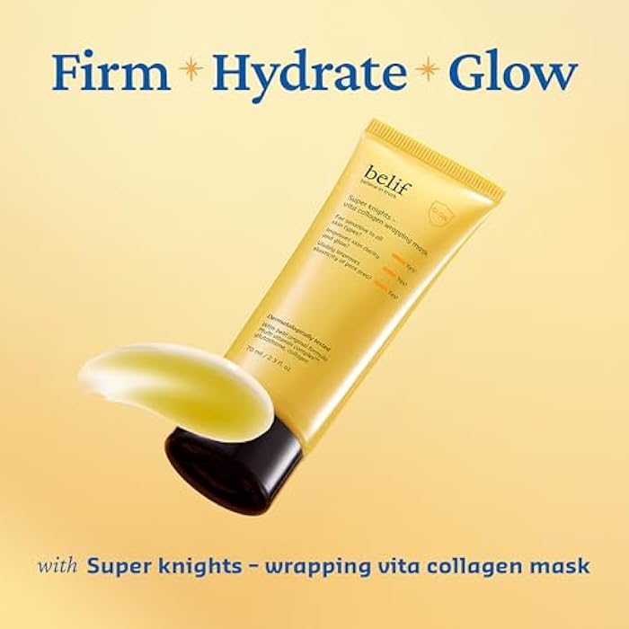 belif Super Knights - Vitamin Collagen Wrapping Peel Off Facial Mask, Elasticity + Hydration, Pore Firmenss & Even Skin Tone, with Multi Vitamin Complex and Glutathione | Korean Skincare, 2.3 fl. oz - Image 2