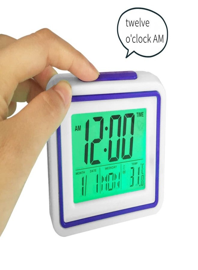 VISIONU English Talking Alarm Clock with Date, Day and Temperature, for Low Vision or Blind (Purple) - Image 4