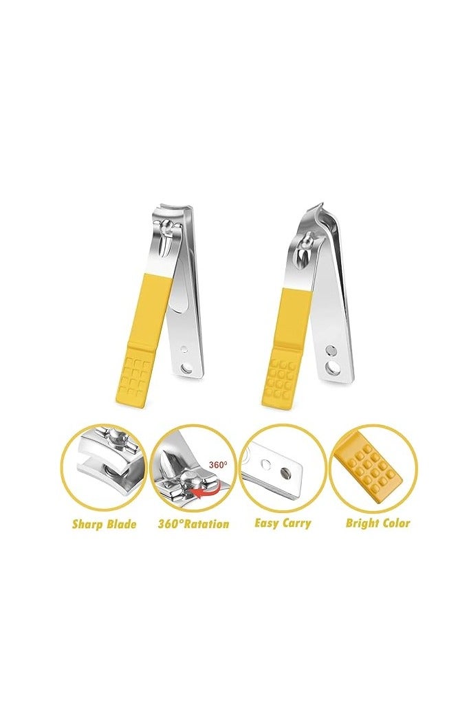 Manicure Set for Women, 16 Pcs Professional Pedicure Tools, Multi-Use Manicure Set with Leather Case, Manicure Set for Men and Women (Yellow) - Image 2