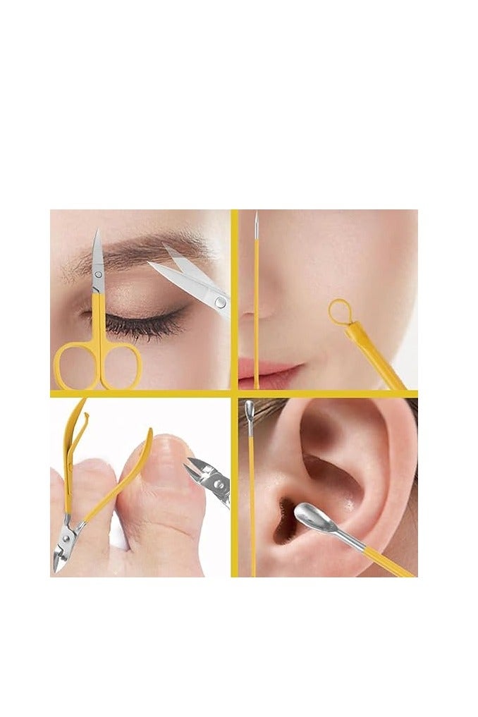 Manicure Set for Women, 16 Pcs Professional Pedicure Tools, Multi-Use Manicure Set with Leather Case, Manicure Set for Men and Women (Yellow) - Image 4