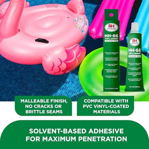 RH Adhesives لاصق فينيل خالي من التولوين HH-66، أنبوب 1 أونصة - لاصق فينيل، غراء أسمنت، غراء إصلاح، قوارب قابلة للنفخ، بطانة حمام السباحة، أقمشة، خيام، مظلات، حصائر، أغطية، مقاوم للماء، عالي القوة، لاصقات RH - Image 3