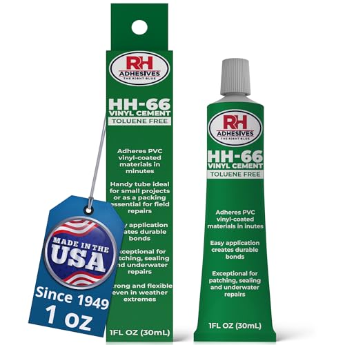 RH Adhesives لاصق فينيل خالي من التولوين HH-66، أنبوب 1 أونصة - لاصق فينيل، غراء أسمنت، غراء إصلاح، قوارب قابلة للنفخ، بطانة حمام السباحة، أقمشة، خيام، مظلات، حصائر، أغطية، مقاوم للماء، عالي القوة، لاصقات RH - Image 1
