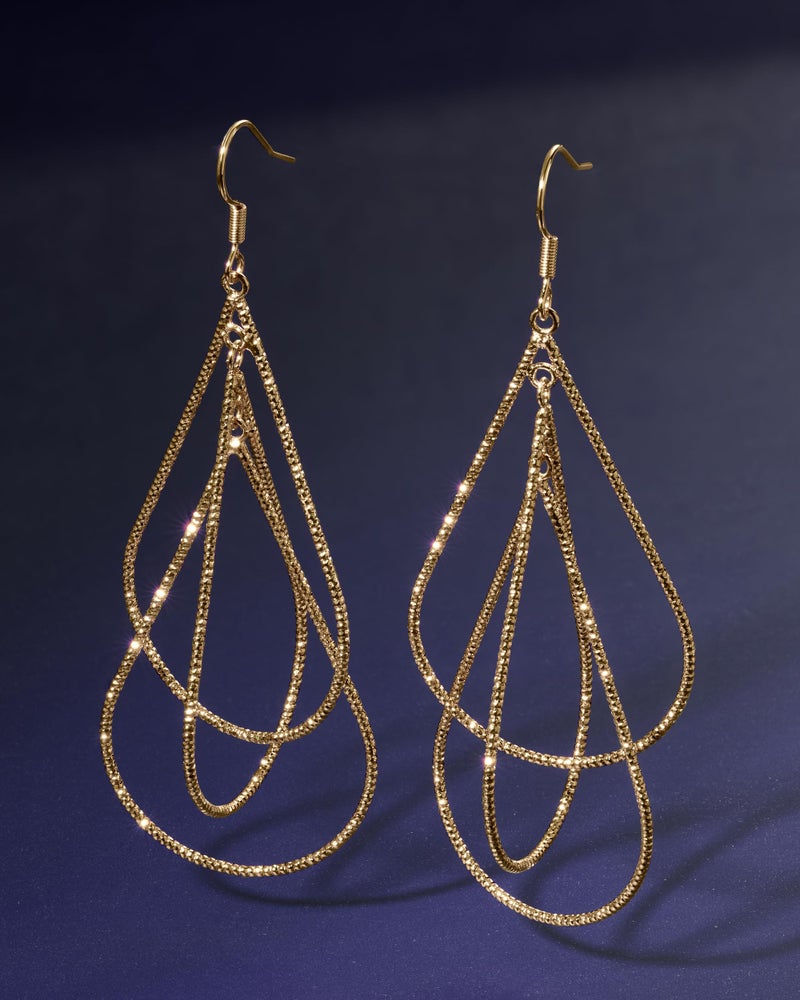 MILLA Teardrop Earrings - Designer Silver Statement Earrings or Gold Dangle Earrings for Women Trendy Upscale Sterling Silver Wire Dangly Earrings (Triple Teardrop/14K Gold Plated) - Image 5