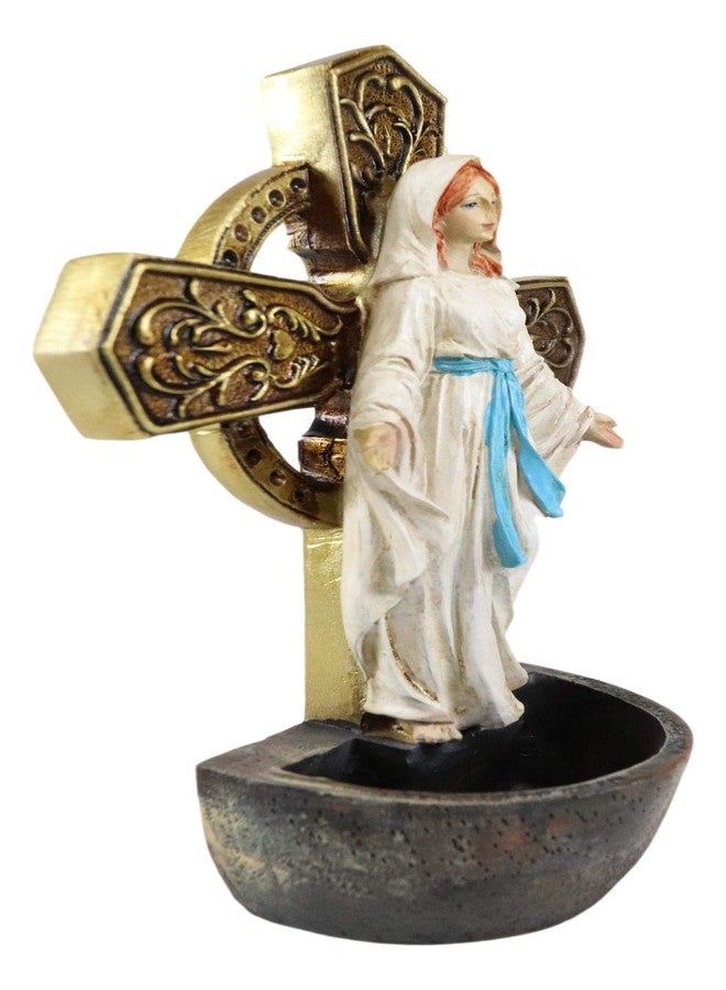 Ebros Gift Virgin Mother Mary Madonna Our Lady of Grace Wall Mounted Or Desktop Dresser Plaque Holy Water Font Catholic Church Themed Religious Sacrament Accent Decor Figurine Decorative Sculpture - Image 2