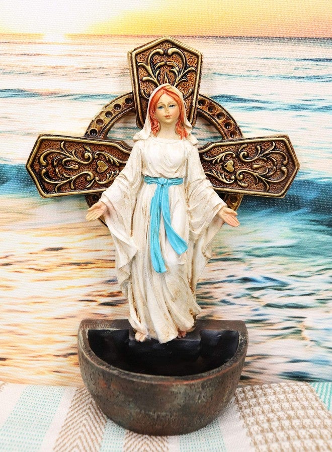 Ebros Gift Virgin Mother Mary Madonna Our Lady of Grace Wall Mounted Or Desktop Dresser Plaque Holy Water Font Catholic Church Themed Religious Sacrament Accent Decor Figurine Decorative Sculpture - Image 1