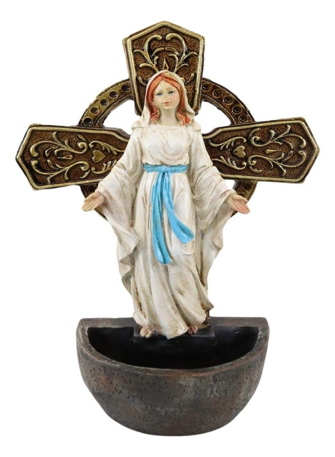 Ebros Gift Virgin Mother Mary Madonna Our Lady of Grace Wall Mounted Or Desktop Dresser Plaque Holy Water Font Catholic Church Themed Religious Sacrament Accent Decor Figurine Decorative Sculpture - Image 3