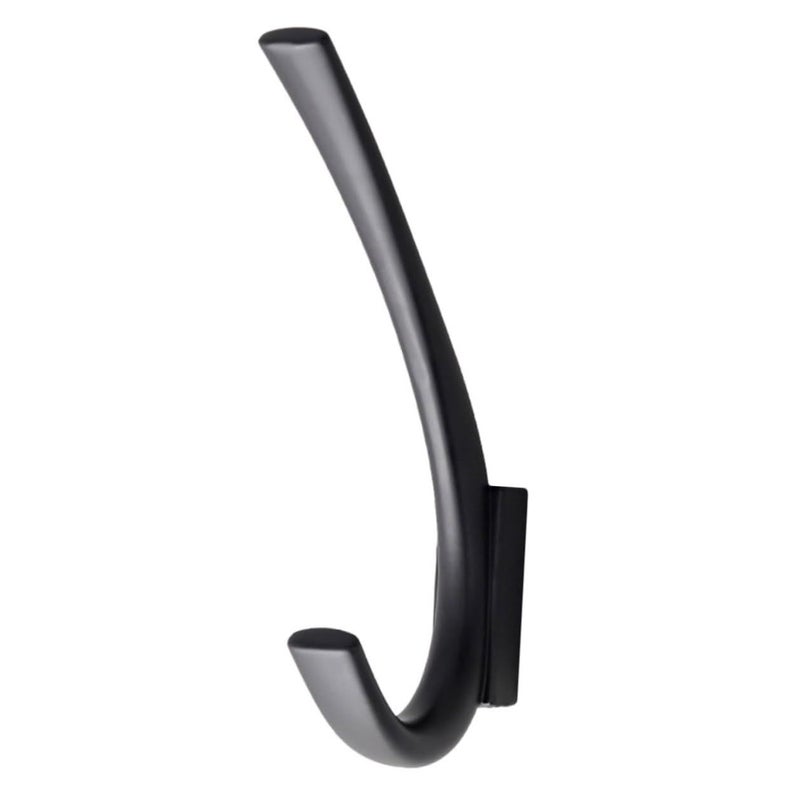 Matte Black Wall Mounted Metal Punch Design Hook for Bathroom Robes and Entryway Clothes - Image 1
