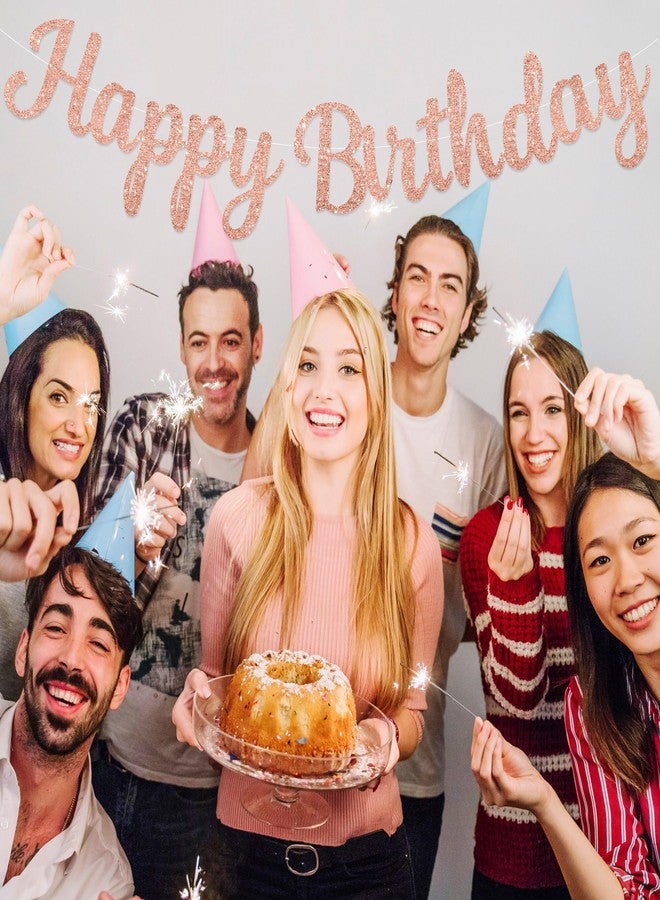 لافتة عيد ميلاد سعيد باللون الذهبي الوردي جاهزة للتعليق، لا تحتاج إلى تركيب، لتزيين حفلات النساء والرجال - Image 5