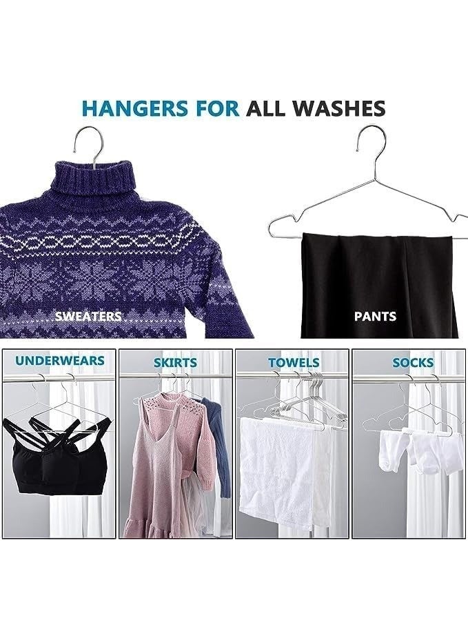 علاقات ملابس متينة من الفولاذ المقاوم للصدأ 40×25 سم - علاقات ملابس معدنية مقاومة للصدأ للبدلات والمعاطف والسترات - 10 قطع - Image 4