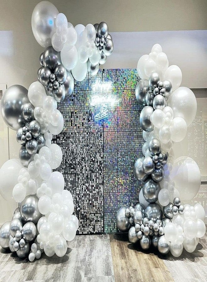 ADOINBY Silver Balloon Arch Kit, 143Pcs Chrome Metallic Silver Latex Balloon Garland kit, 18 12 10 5Inch Different Size Balloons for Wedding New Year Anniversary Baby Shower Birthday Party Decorations - Image 4