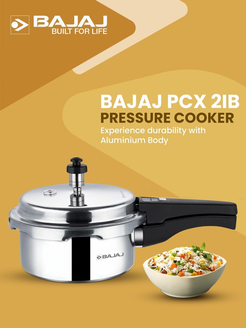 Bajaj PCX 2IB, 2 ltr Aluminium Pressure Cooker with Induction Base (Silver, ISI Certified) - Image 2