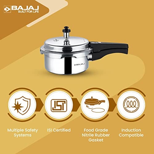 Bajaj PCX 2IB, 2 ltr Aluminium Pressure Cooker with Induction Base (Silver, ISI Certified) - Image 4