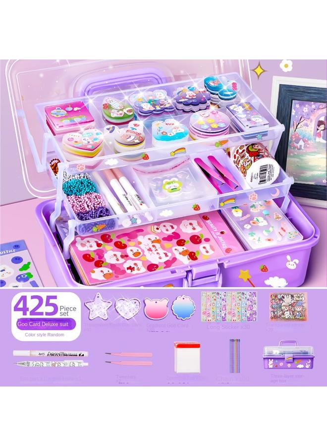 Bluejw Goo Card Sticker Suit Girls Children's Stationery Goo Plate Goo Card Hand Account Material Full Set Of Handmade Material Gift Pack - Image 1