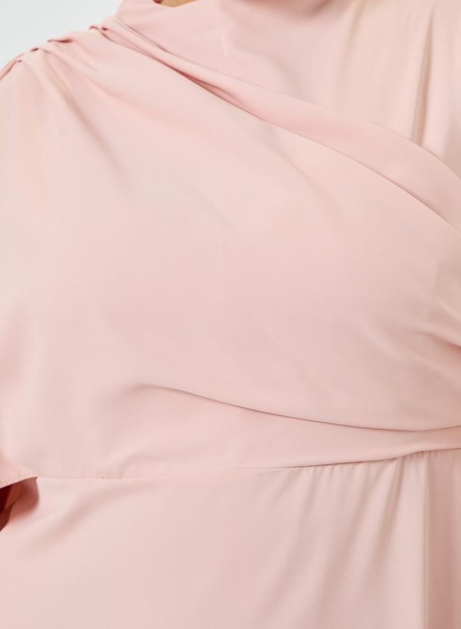 ستايلي فستان طويل مقاس كبير بتصميم كيب وأكمام طويلة - Image 4