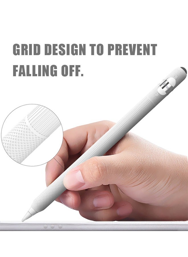 قطعتان من مقلمة الرسوم المتحركة لقلم Apple الجيل الأول، غطاء واقٍ من السيليكون وغطاء للسن، غلاف ناعم متوافق مع الشحن المغناطيسي (أصفر + أبيض) - Image 3