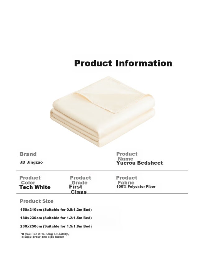 Soft Bed Sheet Single Piece, 120g Thickened Durable, Class A Brushed Bed Cover, 180x230cm, Tech White - Image 3