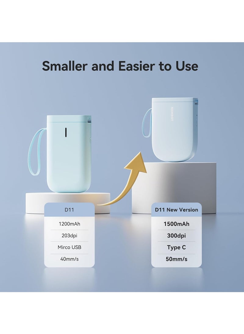NIIMBOT - Upgrade your organization game with the new D11-H label maker - now with 300dpi resolution. This portable thermal printer features Bluetooth connectivity and a 15mm printing width for all your label - Image 1