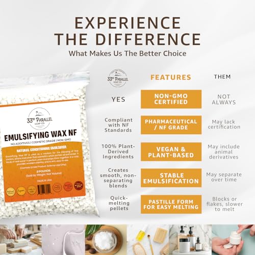 33RD PARALLEL SOAP CO. Non-GMO Emulsifying Wax NF Pastilles (1 LBS / 16 OZ) 100% Natural Plant Derived | For Lotions, Creams, Soap Making, Hair Products | Cosmetic Grade | Product of USA | 1 POUND - Image 4