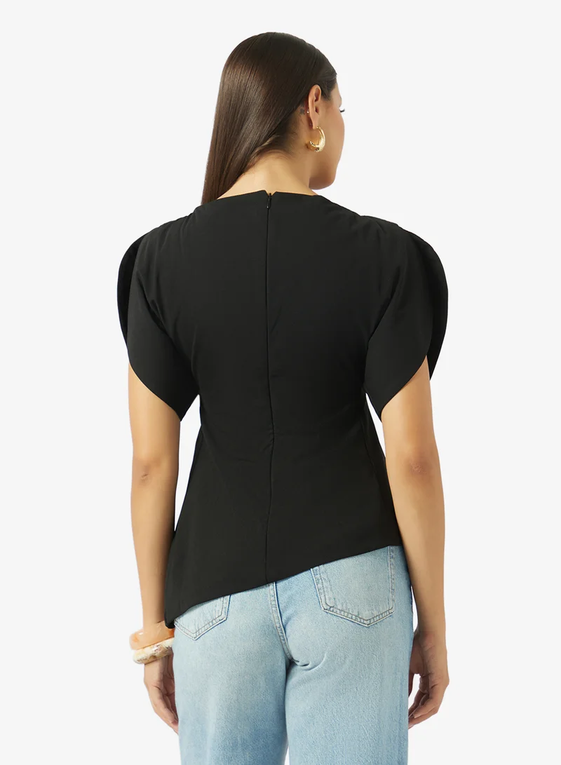 ELLA Puff Sleeve Blouse With Asymmetric Hem