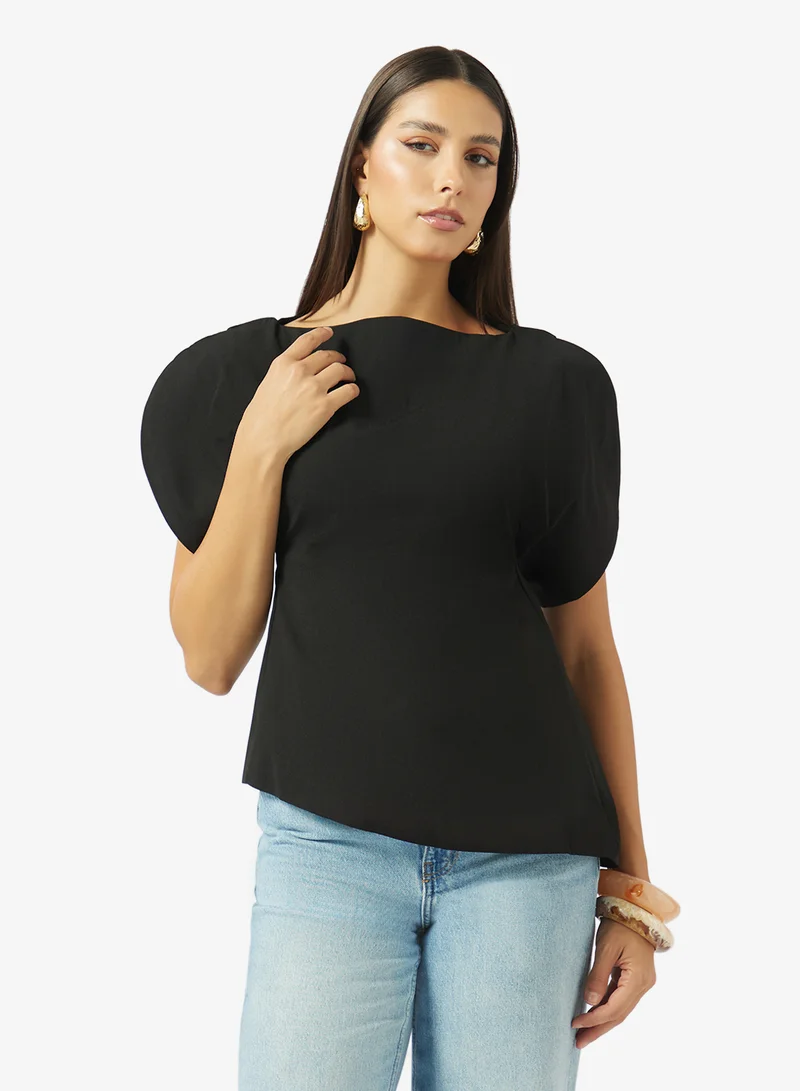 ELLA Puff Sleeve Blouse With Asymmetric Hem