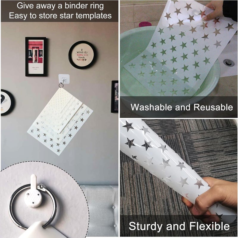 WISYOK 12 Pieces American Flag 50 Star Stencil Templates, 6 Sizes American Flag Templates, Ideal for DIY Crafts Design, Independence Day Project, American Flag Projects - Image 4