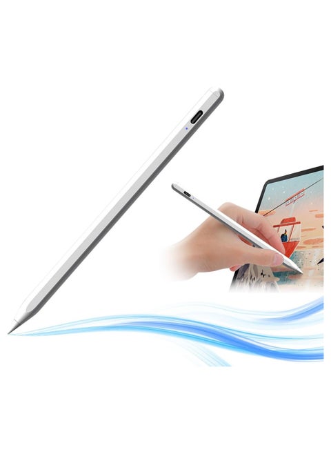 Stylus Pen for Touch Screens – Fine 2mm Tip, Rechargeable, No Lag, Scratch-Resistant Fiber Tip, Compatible with iPad, iPhone, Android Tablets, Microsoft Surface
