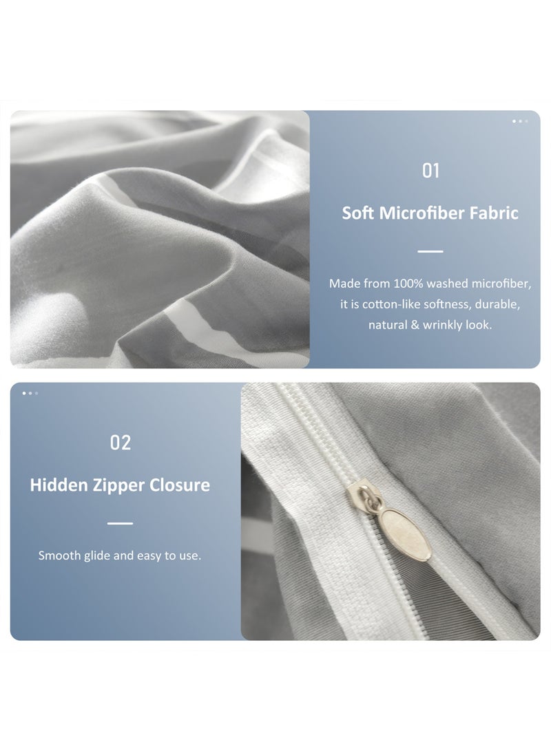 LEFAFA 4 Piece Duvet Cover Set, Ultra Soft Microfiber Comforter Cover Set with Zipper Closur, Cotton Bedding Set with 2 Pillow Cases(220x240cm) - Image 4