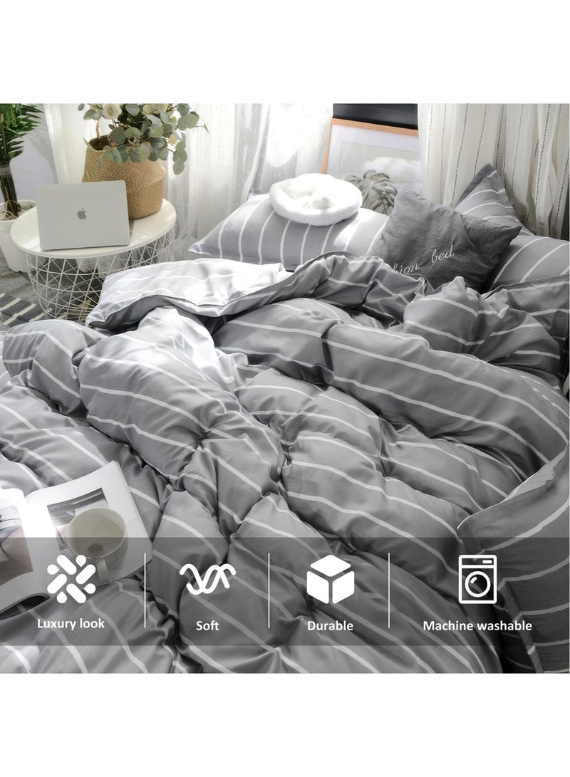 LEFAFA 4 Piece Duvet Cover Set, Ultra Soft Microfiber Comforter Cover Set with Zipper Closur, Cotton Bedding Set with 2 Pillow Cases(220x240cm) - Image 2