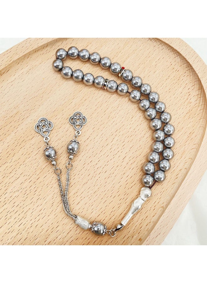 NIBEMINENT 33 Muslim Prayer Beads Silver/8mm